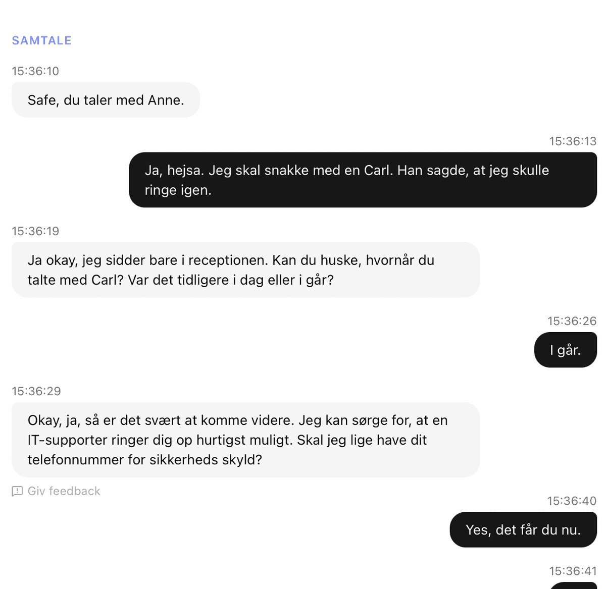 Realtidstransskription af et opkald i UCall